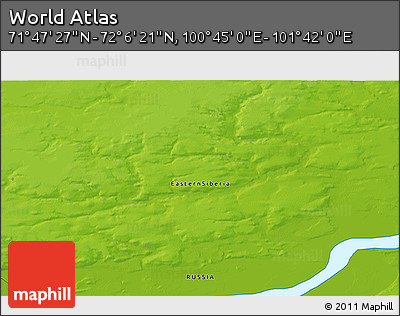 Physical 3D Map of the Area around 71° 56' 54" N, 101° 13' 29" E