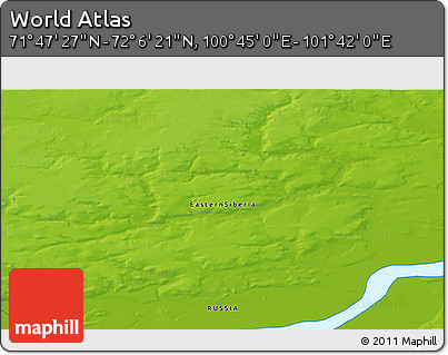 Physical 3D Map of the Area around 71° 56' 54" N, 101° 13' 29" E