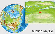 Physical Location Map of the area around 71° 56' 54" N, 106° 19' 29" E