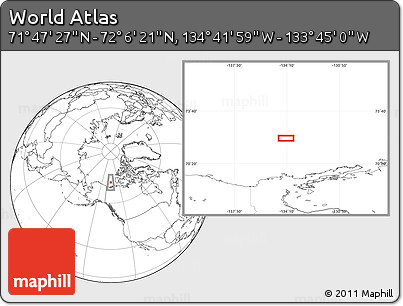 Blank Location Map of the Area around 71° 56' 54" N, 134° 13' 29" W