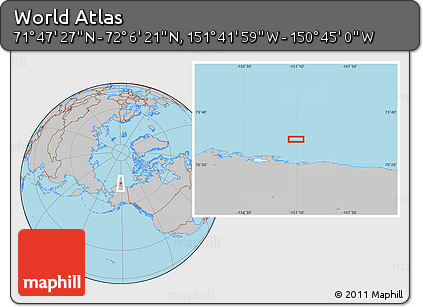 Gray Location Map of the Area around 71° 56' 54" N, 151° 13' 29" W