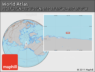 Gray Location Map of the Area around 71° 56' 54" N, 151° 13' 29" W