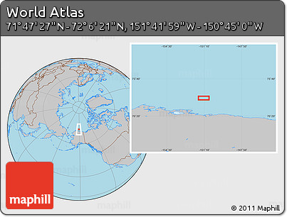 Gray Location Map of the Area around 71° 56' 54" N, 151° 13' 29" W
