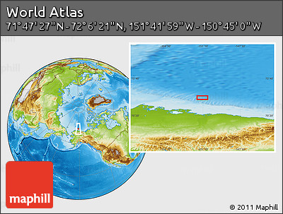Physical Location Map of the Area around 71° 56' 54" N, 151° 13' 29" W