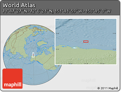 Savanna Style Location Map of the Area around 71° 56' 54" N, 151° 13' 29" W, hill shading