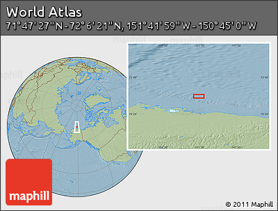 Savanna Style Location Map of the Area around 71° 56' 54" N, 151° 13' 29" W, hill shading