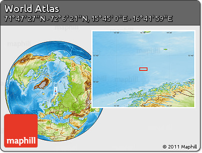 Physical Location Map of the Area around 71° 56' 54" N, 16° 13' 30" E