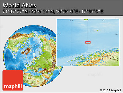 Physical Location Map of the Area around 71° 56' 54" N, 17° 4' 30" E