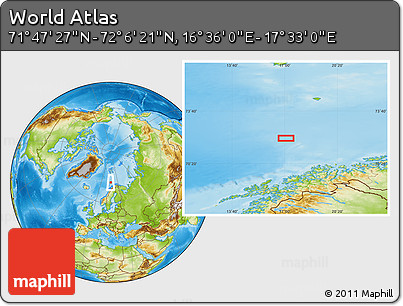 Physical Location Map of the Area around 71° 56' 54" N, 17° 4' 30" E