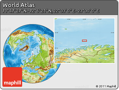 Physical Location Map of the Area around 71° 56' 54" N, 23° 1' 29" E