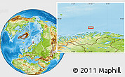 Physical Location Map of the area around 71° 56' 54" N, 24° 43' 30" E