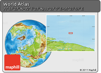 Physical Location Map of the Area around 71° 56' 54" N, 34° 55' 29" E