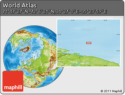 Physical Location Map of the Area around 71° 56' 54" N, 34° 55' 29" E