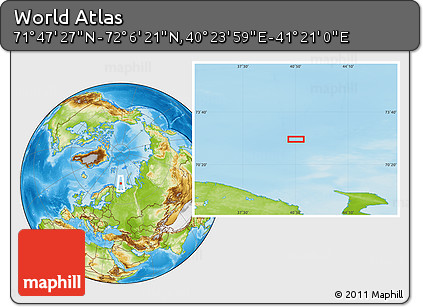 Physical Location Map of the Area around 71° 56' 54" N, 40° 52' 30" E