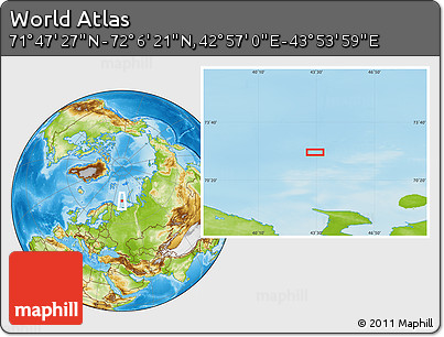 Physical Location Map of the Area around 71° 56' 54" N, 43° 25' 29" E