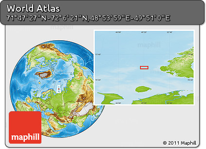 Physical Location Map of the Area around 71° 56' 54" N, 49° 22' 30" E