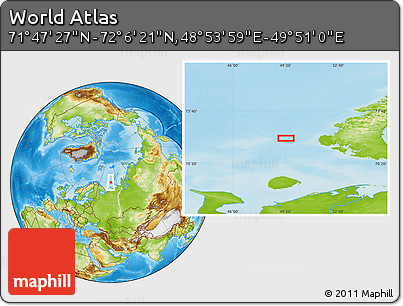 Physical Location Map of the Area around 71° 56' 54" N, 49° 22' 30" E