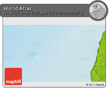 Physical 3D Map of the Area around 71° 56' 54" N, 51° 4' 30" E