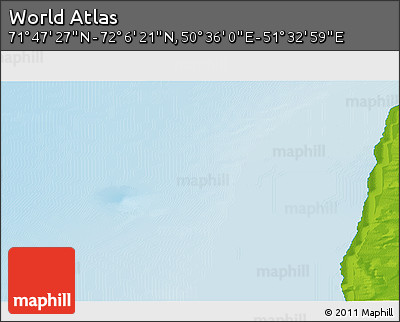 Physical 3D Map of the Area around 71° 56' 54" N, 51° 4' 30" E