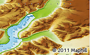 Physical Map of the area around 71° 56' 54" N, 52° 37' 30" W