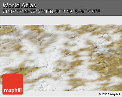 Satellite 3D Map of the Area around 71° 56' 54" N, 53° 37' 30" E