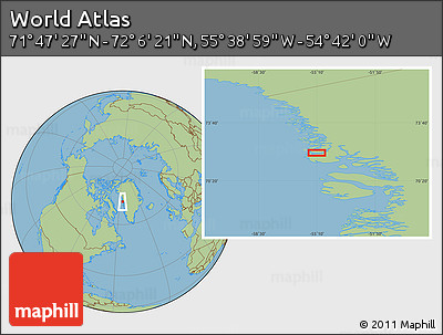 Savanna Style Location Map of the Area around 71° 56' 54" N, 55° 10' 29" W
