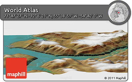 Satellite Panoramic Map of the Area around 71° 56' 54" N, 55° 10' 29" W