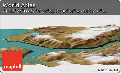 Satellite Panoramic Map of the Area around 71° 56' 54" N, 55° 10' 29" W