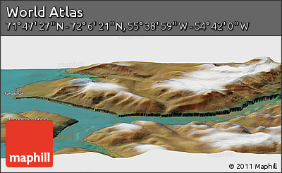Satellite Panoramic Map of the Area around 71° 56' 54" N, 55° 10' 29" W
