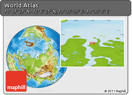 Physical Location Map of the Area around 71° 56' 54" N, 74° 1' 30" E