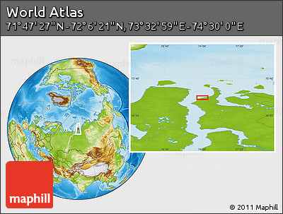 Physical Location Map of the Area around 71° 56' 54" N, 74° 1' 30" E
