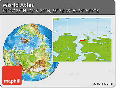 Physical Location Map of the Area around 71° 56' 54" N, 74° 1' 30" E