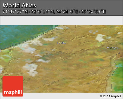 Satellite 3D Map of the Area around 71° 56' 54" N, 74° 52' 30" E