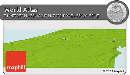 Physical Panoramic Map of the Area around 71° 56' 54" N, 74° 52' 30" E