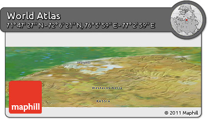 Satellite Panoramic Map of the Area around 71° 56' 54" N, 76° 34' 29" E