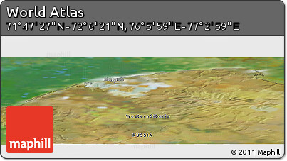 Satellite Panoramic Map of the Area around 71° 56' 54" N, 76° 34' 29" E