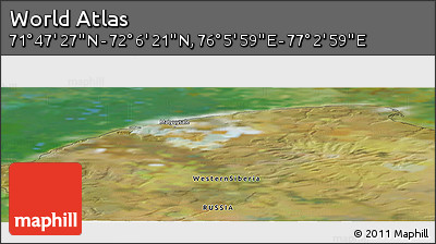 Satellite Panoramic Map of the Area around 71° 56' 54" N, 76° 34' 29" E