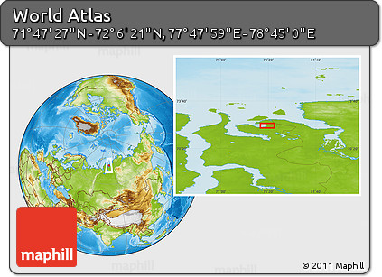 Physical Location Map of the Area around 71° 56' 54" N, 78° 16' 30" E