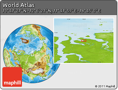 Physical Location Map of the Area around 71° 56' 54" N, 78° 16' 30" E