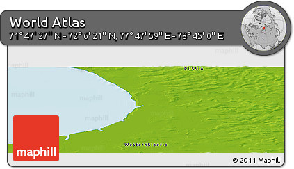 Physical Panoramic Map of the Area around 71° 56' 54" N, 78° 16' 30" E