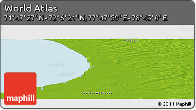 Physical Panoramic Map of the Area around 71° 56' 54" N, 78° 16' 30" E