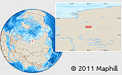 Shaded Relief Location Map of the area around 71° 56' 54" N, 89° 19' 29" E
