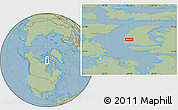 Savanna Style Location Map of the area around 71° 56' 54" N, 89° 10' 30" W, hill shading