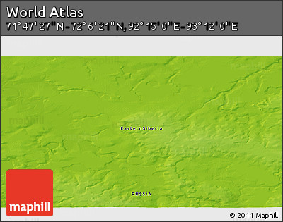 Physical 3D Map of the Area around 71° 56' 54" N, 92° 43' 29" E