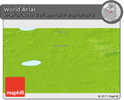 Physical 3D Map of the Area around 71° 56' 54" N, 96° 7' 30" E