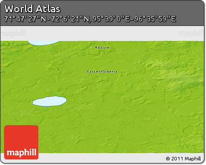Physical 3D Map of the Area around 71° 56' 54" N, 96° 7' 30" E