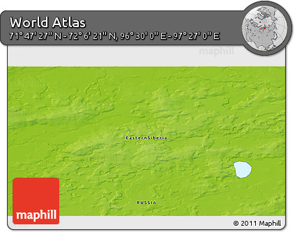 Physical 3D Map of the Area around 71° 56' 54" N, 96° 58' 29" E