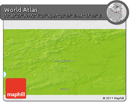 Physical 3D Map of the Area around 71° 56' 54" N, 97° 49' 29" E