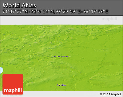Physical 3D Map of the Area around 71° 56' 54" N, 97° 49' 29" E