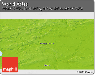 Physical 3D Map of the Area around 71° 56' 54" N, 97° 49' 29" E
